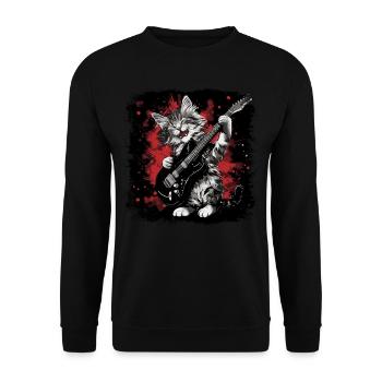 Cat plays guitar - Unisex Sweatshirt - black - Front - Alina (178cm) & Michal (187cm)