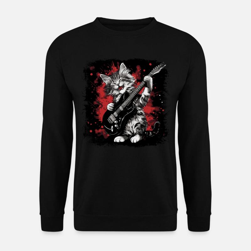 Cat plays guitar - Unisex Sweatshirt - black