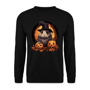 Halloween Meerschweinchen - Unisex Pullover - Schwarz - Vorne - Alina (178cm) & Michal (187cm)