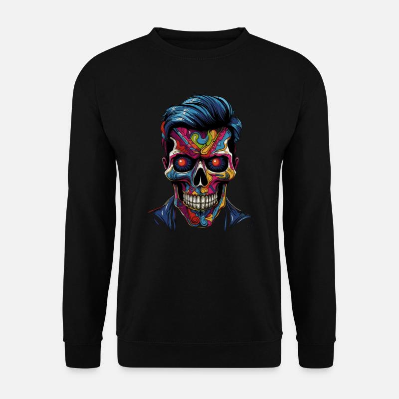 Bunter Popart Schädel - Unisex Pullover - Schwarz
