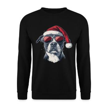 American Staffordshire Terrier xmas - Unisex Sweatshirt - black - Front - Alina (178cm) & Michal (187cm)