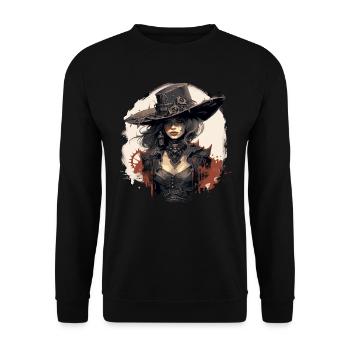 Emo Cowboy Steampunk Girl - Unisex Sweatshirt - black - Front - Alina (178cm) & Michal (187cm)