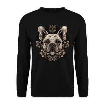 Französische Bulldogge - Unisex Pullover - Schwarz - Vorne - Alina (178cm) & Michal (187cm)
