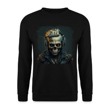 Cyborg Zombie Skull Disc Jockey - Unisex Sweatshirt - black - Front - Alina (178cm) & Michal (187cm)
