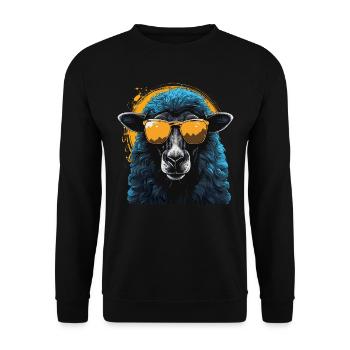 Cooles Schaf mit Sonnenbrille - Unisex Pullover - Schwarz - Vorne - Alina (178cm) & Michal (187cm)