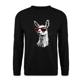 Funny Llama Alpaca - Unisex Sweatshirt - black - Front - Alina (178cm) & Michal (187cm)