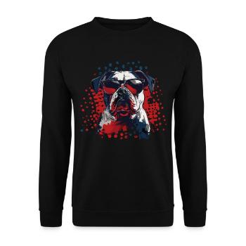 Bouledogue anglais cool avec lunettes de soleil - Sweat-shirt Unisexe - noir - Devant - Alina (178cm) & Michal (187cm)