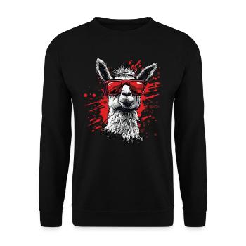 Funny Llama Alpaca - Unisex Sweatshirt - black - Front - Alina (178cm) & Michal (187cm)