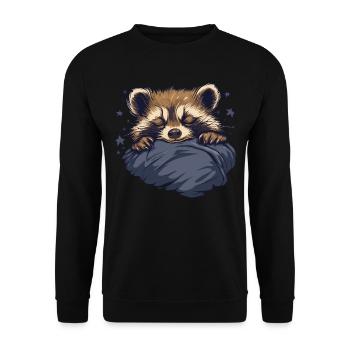 Dreaming raccoon - Unisex Sweatshirt - black - Front - Alina (178cm) & Michal (187cm)