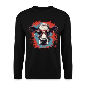 Vache avec des lunettes de nerd - Sweat-shirt Unisexe - noir - Devant - Alina (178cm) & Michal (187cm)
