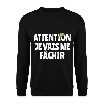 Attention j’vais me fâchir - Sweat-shirt Unisexe - noir - Devant - Alina (178cm) & Michal (187cm)