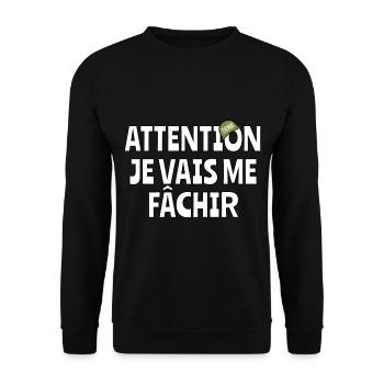Attention je vais me fachir - Sweat-shirt Unisexe - noir - Devant - Alina (178cm) & Michal (187cm)