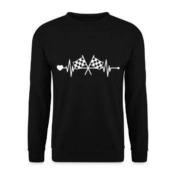 Racingflag - Amateurs de courses automobiles - Heartbeat - Sweat-shirt Unisexe - noir - Devant - Alina (178cm) & Michal (187cm)