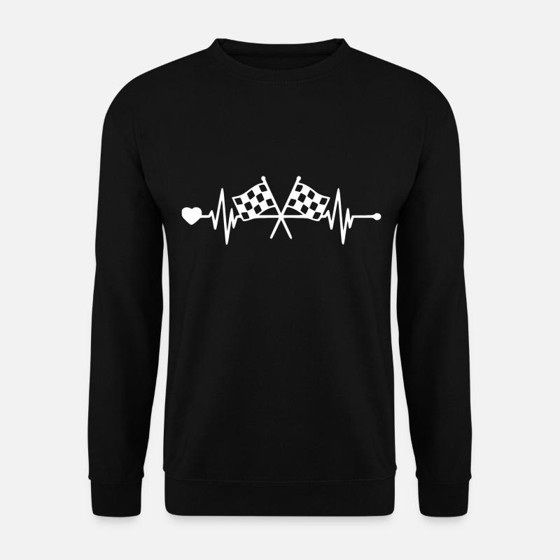 Racingflag - Autorennen Liebhaber - Heartbeat - Unisex Pullover - Schwarz