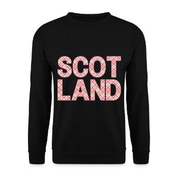 Schottland Tartan Schriftzug Dudelsack Highlands - Unisex Pullover - Schwarz - Vorne - Alina (178cm) & Michal (187cm)