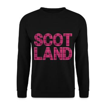 Schottland Tartan Schriftzug Dudelsack Highlands - Unisex Pullover - Schwarz - Vorne - Alina (178cm) & Michal (187cm)