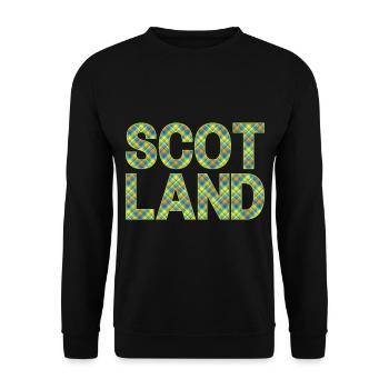 Schottland Tartan Schriftzug Dudelsack Highlands - Unisex Pullover - Schwarz - Vorne - Alina (178cm) & Michal (187cm)