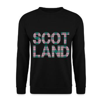 Schottland Tartan Schriftzug Dudelsack Highlands - Unisex Pullover - Schwarz - Vorne - Alina (178cm) & Michal (187cm)
