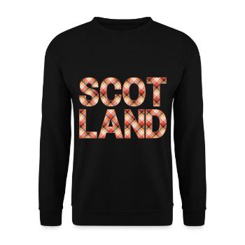Schottland Tartan Schriftzug Dudelsack Highlands - Unisex Pullover - Schwarz - Vorne - Alina (178cm) & Michal (187cm)
