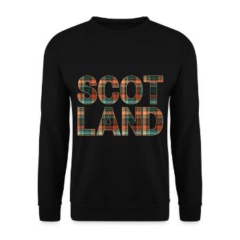 Schottland Tartan Schriftzug Dudelsack Highlands - Unisex Pullover - Schwarz - Vorne - Alina (178cm) & Michal (187cm)