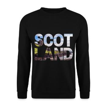 Schottland Tartan Schriftzug Dudelsack Highlands - Unisex Pullover - Schwarz - Vorne - Alina (178cm) & Michal (187cm)