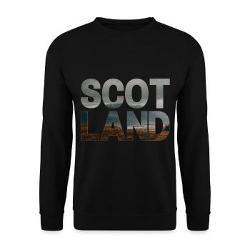 Schottland Tartan Schriftzug Dudelsack Highlands - Unisex Pullover - Schwarz - Vorne - Alina (178cm) & Michal (187cm)
