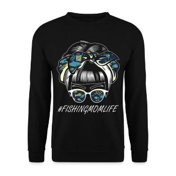 Fishing Angler Fishing Rod - Unisex Sweatshirt - black - Front - Alina (178cm) & Michal (187cm)
