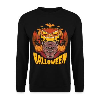 Halloween Pumpkin Horror - Unisex Sweatshirt - black - Front - Alina (178cm) & Michal (187cm)