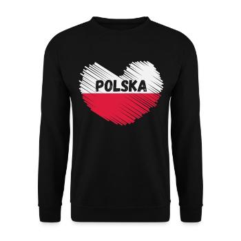 Poland Flag in heart shape - Unisex Sweatshirt - black - Front - Alina (178cm) & Michal (187cm)