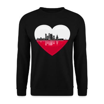 Poland Flag in heart shape Warsaw - Unisex Sweatshirt - black - Front - Alina (178cm) & Michal (187cm)