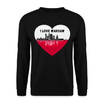J’adore Varsovie, Pologne drapeau en forme de cœur - Sweat-shirt Unisexe - noir - Devant - Alina (178cm) & Michal (187cm)