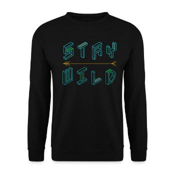 Stay wild in 3D, ein cooles Statement - Unisex Pullover - Schwarz - Vorne - Alina (178cm) & Michal (187cm)