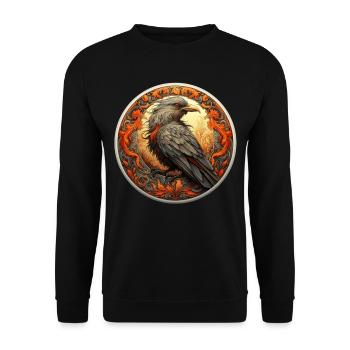 Medival Bird Mystischer Vogel aus dem Mittelalter - Unisex Pullover - Schwarz - Vorne - Alina (178cm) & Michal (187cm)