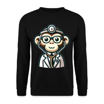 Cute Monkey Doctor - Unisex Sweatshirt - black - Front - Alina (178cm) & Michal (187cm)