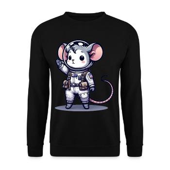 Cute Mouse Astronaut - Unisex Sweatshirt - black - Front - Alina (178cm) & Michal (187cm)