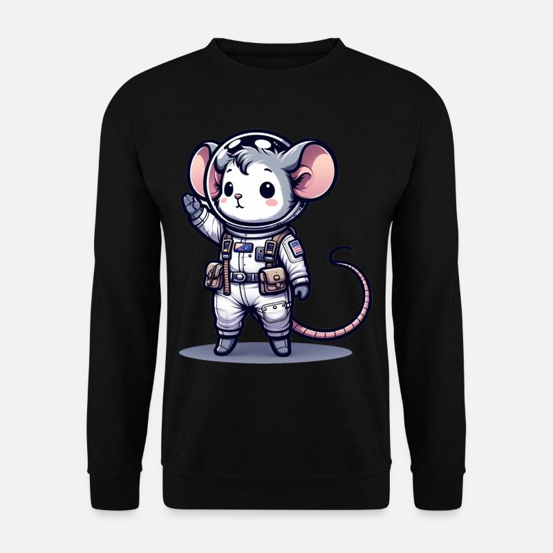 Cute Mouse Astronaut - Unisex Pullover - Schwarz