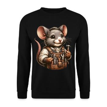 Cute Mouse Craftsman - Unisex Sweatshirt - black - Front - Alina (178cm) & Michal (187cm)