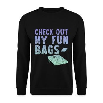Check Out My Fun Bags 3 - Unisex Pullover - Schwarz - Vorne - Alina (178cm) & Michal (187cm)