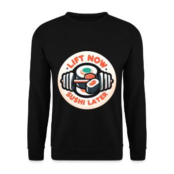 Lift Now Sushi Later 8 - Unisex Pullover - Schwarz - Vorne - Alina (178cm) & Michal (187cm)