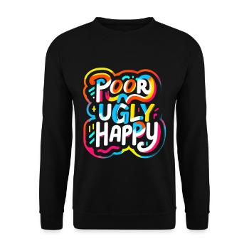 Poor Ugly Happy 7 - Unisex Pullover - Schwarz - Vorne - Alina (178cm) & Michal (187cm)