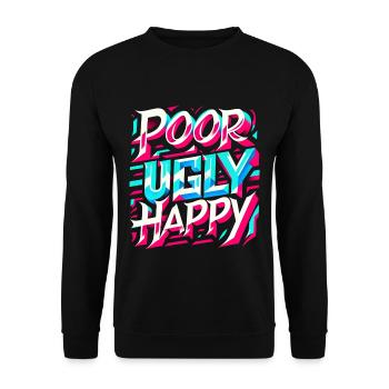 Poor Ugly Happy 5 - Unisex Pullover - Schwarz - Vorne - Alina (178cm) & Michal (187cm)