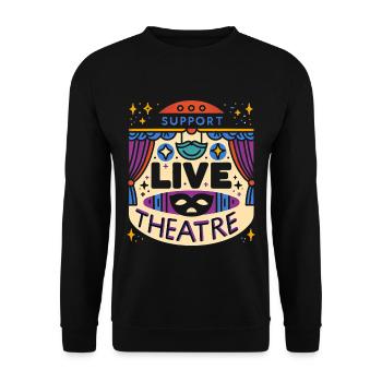 Support Live Theatre 5 - Unisex Pullover - Schwarz - Vorne - Alina (178cm) & Michal (187cm)