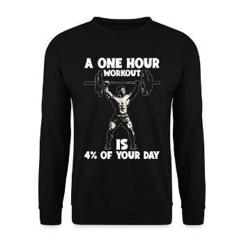 A One Hour Workout Is 4% Of Your Day 6 - Unisex Pullover - Schwarz - Vorne - Alina (178cm) & Michal (187cm)