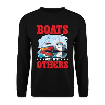 Boats Well With Others - Unisex Pullover - Schwarz - Vorne - Alina (178cm) & Michal (187cm)