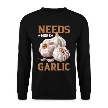 Needs More Garlic - Unisex Pullover - Schwarz - Vorne - Alina (178cm) & Michal (187cm)