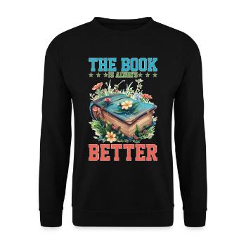 The Book Is Always Better - Unisex Pullover - Schwarz - Vorne - Alina (178cm) & Michal (187cm)