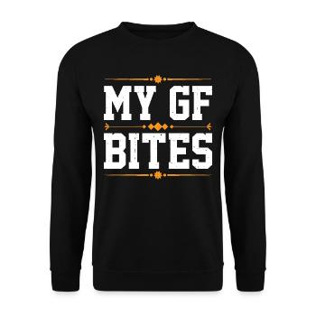 My GF Bites 7 - Unisex Pullover - Schwarz - Vorne - Alina (178cm) & Michal (187cm)
