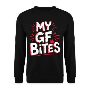 My GF Bites 5 - Unisex Pullover - Schwarz - Vorne - Alina (178cm) & Michal (187cm)