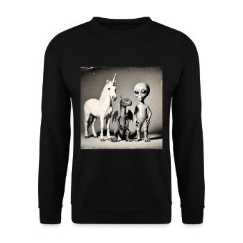 Weird Unicorn Dragon Alien Photografy - Unisex Pullover - Schwarz - Vorne - Alina (178cm) & Michal (187cm)