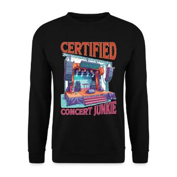 Certified Concert Junkie 15 - Unisex Pullover - Schwarz - Vorne - Alina (178cm) & Michal (187cm)
